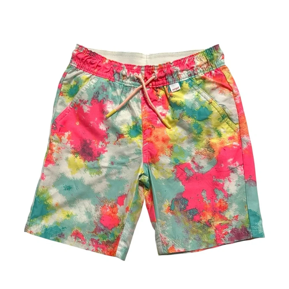 Cat & Jack XS (4/5) Colorful Splatter Paint Swim Trunks